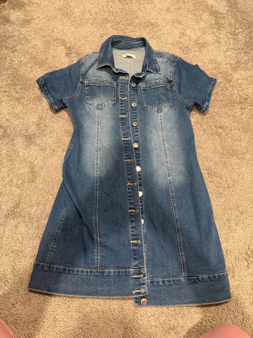 Love Tree Denim Button-Front Dress - Blue